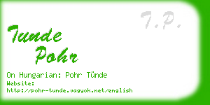 tunde pohr business card
